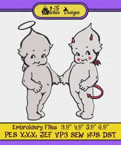 Angel And Devil Kids Cute Embroidery