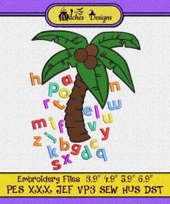 Chicka Chicka Boom Boom Coconut Tree Alphabet Embroidery