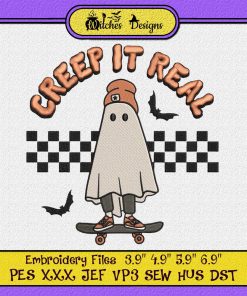 Creep It Real Vintage Slide Ghost - Kids Halloween Embroidery