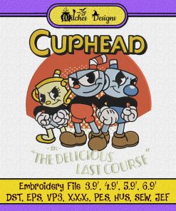 Cuphead In The Delicious Last Course Video Game Gift Embroidery Designs File , Designs for Shirt, Embroidery Design , Embroidery Machine , Digitizing file !