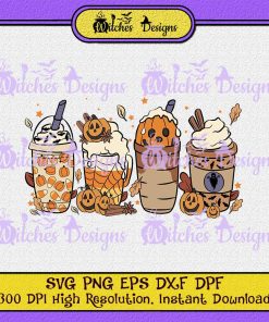 Fall Coffee SVG Pumpkin Latte Drink Cup Halloween Cute