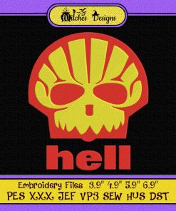 Hell Shell Skull - Shell Gas Station Logo Embroidery