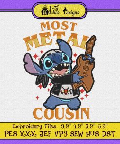 Stitch Most Metal Cousin Stranger Things 4 Embroidery