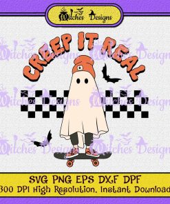 Retro Halloween Creep It Real SVG Vintage Slide Ghost Halloween SVG PNG DPF DXF EPS