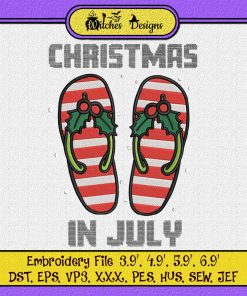 Santa Flip Flops Christmas In July Summer Embroidery Designs File , Designs for Shirt, Embroidery Design , Embroidery Machine , Digitizing file !