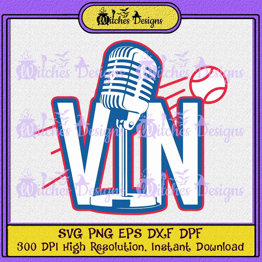 Vin Scully Mic Tribute SVG PNG, Vin Scully Dodgers SVG, Rip Vin