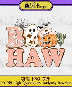 Boo Haw Retro Cowboy Pumpkin Vintage PNG Digital