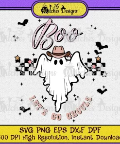 Boo Let's Go Ghouls Halloween SVG PNG DXF EPS