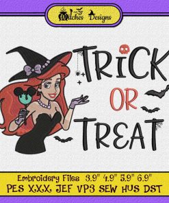 Trick Or Treat Mermaid Witch Halloween Embroidery