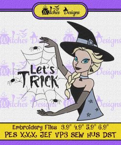 Let's Trick Elsa Witch Disney Halloween Embroidery