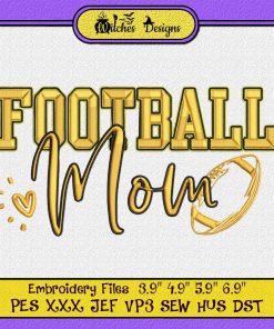 Football Mom Womens Black Gold Embroidery