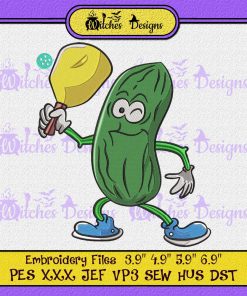 Funny Pickle Playing Pickleball Embroidery