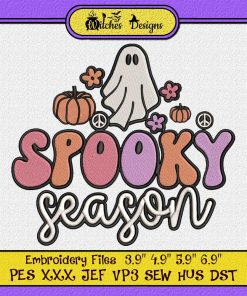 Groovy Ghost Spooky Season Halloween Embroidery