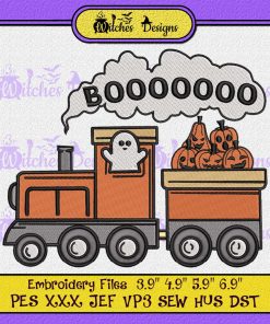 Halloween Train Boo Funny Embroidery