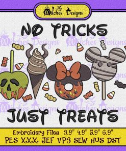 No Tricks Just Treats Snackgoal Halloween Embroidery