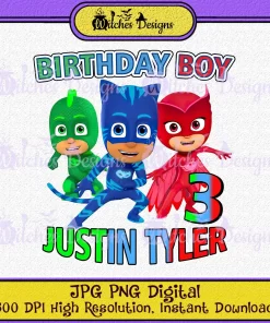 PJ Mask Birthday Boy Custom Names SVG PNG