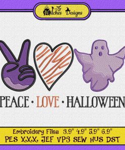 Peace Love Halloween Boo Ghost Funny Embroidery