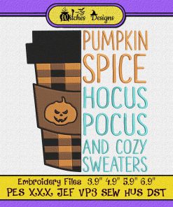 Pumpkin Spice Hocus Pocus Halloween Embroidery