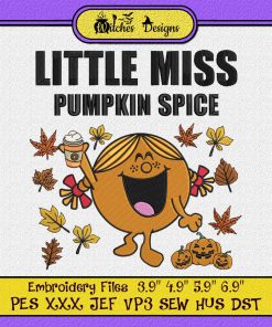 Smiling Little Miss Pumpkin Spice Funny Embroidery