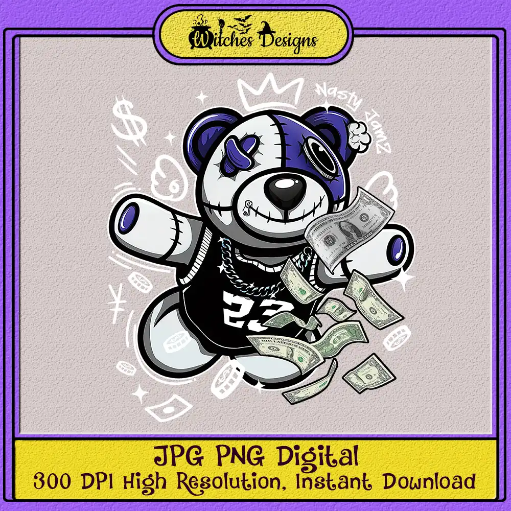 Tendy Bear Smile Dollar Money Jordan PNG JPG Digital Clipart - Witches  Designs