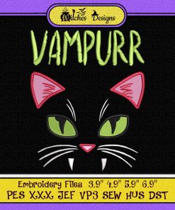 Vampurr Vampire Cat Halloween Embroidery