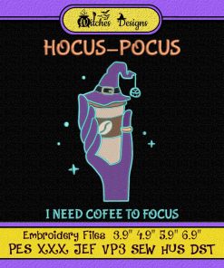 Witch Coffee Hocus Pocus Halloween Embroidery