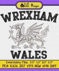 Wrexham Wales Retro Vintage Embroidery