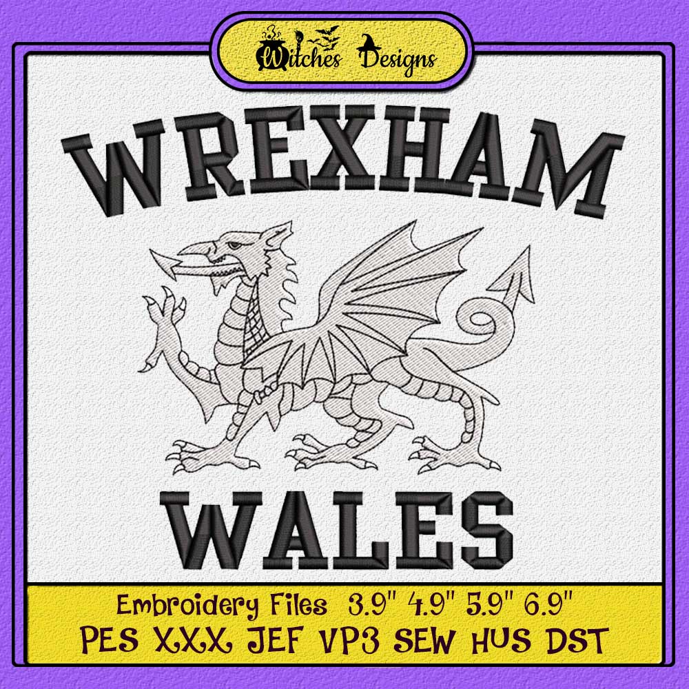 Wrexham Wales Retro Vintage Embroidery - Witches Designs