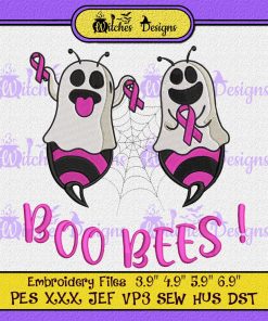 Ghost Bees Funny Breast Cancer Halloween Embroidery