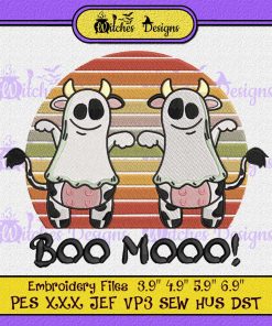 Boo Moo Lazy Halloween Costume Embroidery