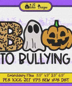 Boo To Bullying Ghost Halloween Embroidery
