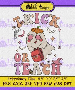 Cute Boo Ghost Trick Or Teach Embroidery