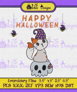 Happy Halloween Kitten Cat Cute Embroidery