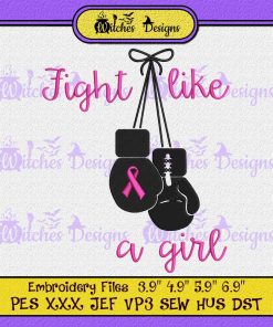 Fight Like A Girl Cancer Boxing Gloves Embroidery