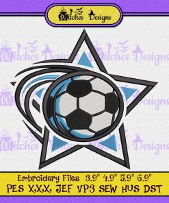 Soccer Swoosh Star Logo Football Embroidery