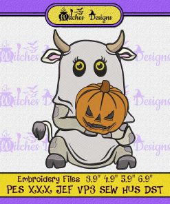 Ghost Cow Funny Halloween Embroidery Design