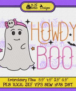 Cute Howdy Boo Ghost Halloween Embroidery