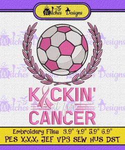 Kickin' It For Cancer Football Pink Embroidery Design