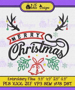 Merry Christmas Reindeer Embroidery