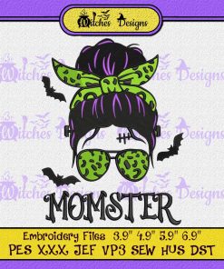 Momster Messy Bun Halloween Embroidery