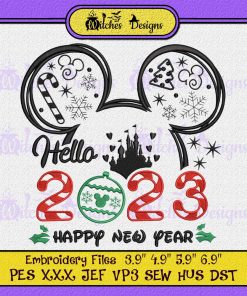 Mouse Hello Happy New Year 2023 Embroider