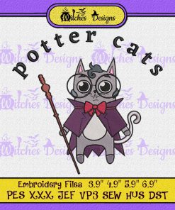 Harry Potter Cat Witches Halloween Embroidery Design