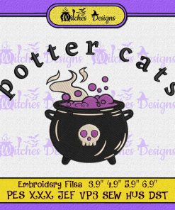 Potter Cats Harry Potter Halloween Embroidery Design