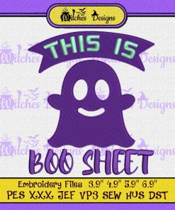 Halloween Purple Funny Ghost This Is Boo Sheet Embroidery