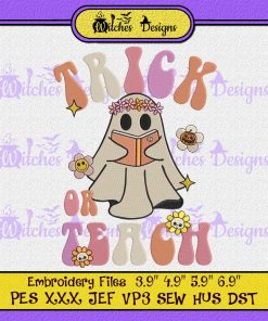 Ghost Spooky Teacher Groovy In 2022 Halloween Embroidery