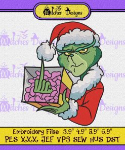 Santa Grinch Middle Finger Embroidery