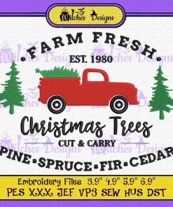 Farm Fresh Est. 1980 Christmas Trees Embroidery