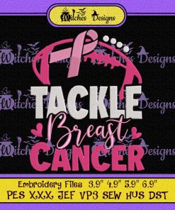 Tackle Breast Cancer Football Awareness Ribbon Embroidery