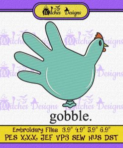 Turkey Hand Gobble Thanksgiving Embroidery