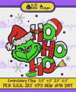 Grinch Ho Ho Ho Christmas Embroidery